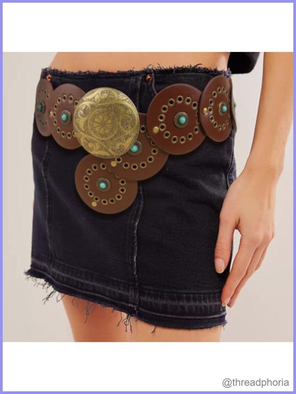 Western Leather Belt Concho Cowgirl Wide Boho Country Waist Belt